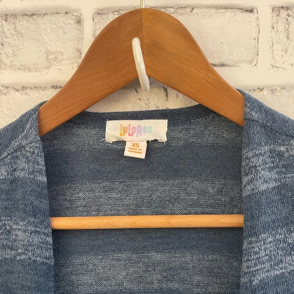 NWT Lularoe Sarah duster cardigan open front blue stripes XS - Picture 3 of 7